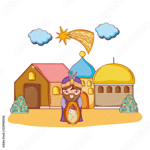 Christmas nativity scene cartoon