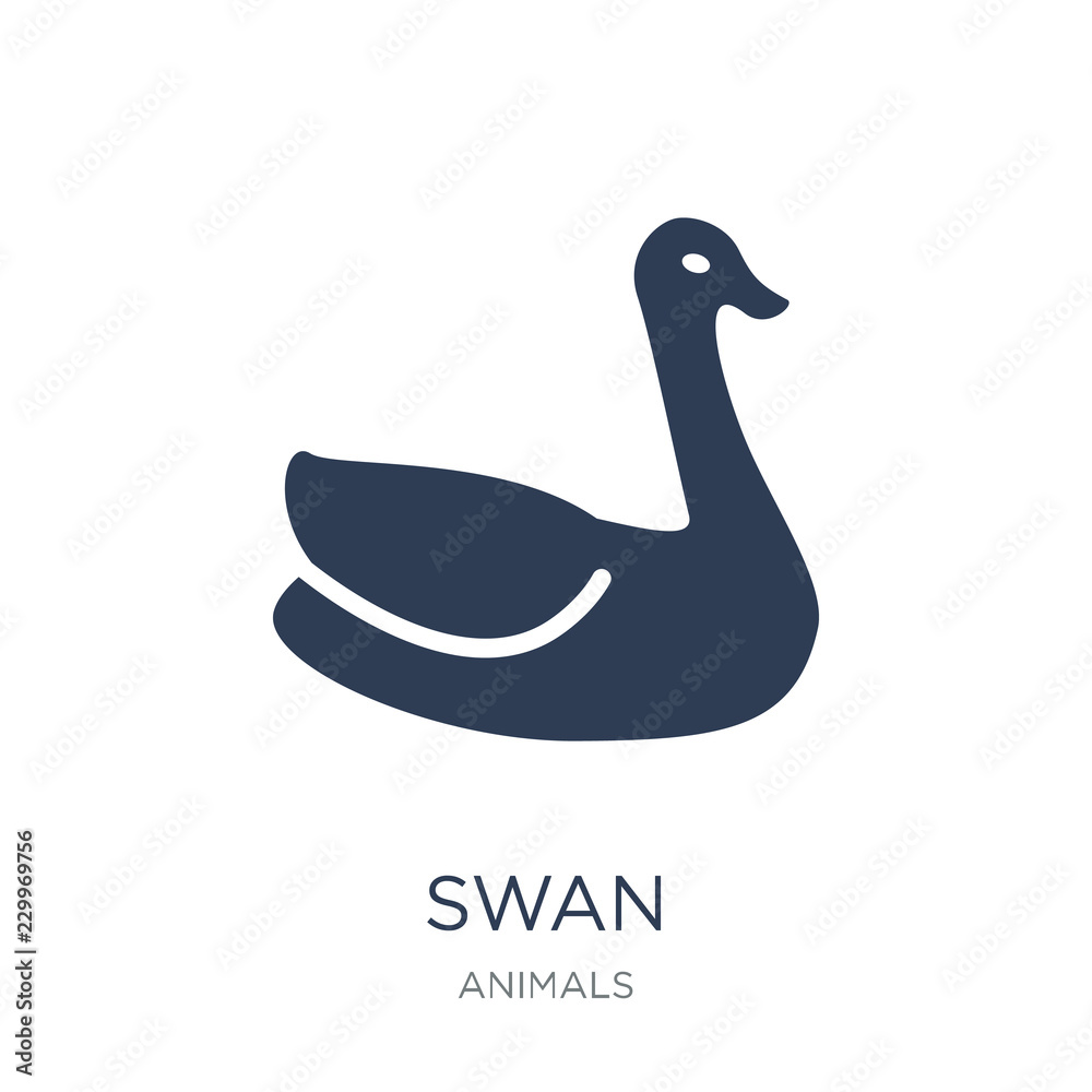 Swan icon. Trendy flat vector Swan icon on white background from animals collection Swan icon. Trendy flat vector Swan icon on white background from animals collection