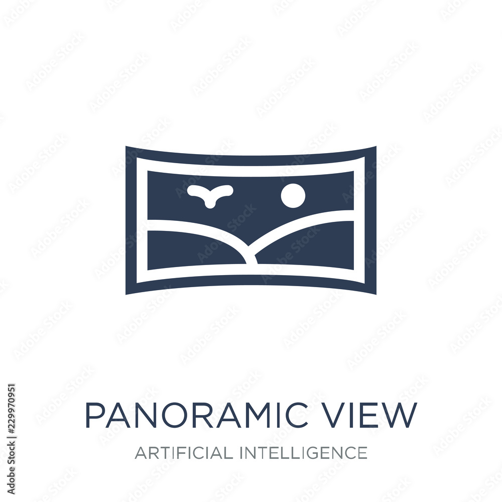 Panoramic view icon. Trendy flat vector Panoramic view icon on w Panoramic view icon. Trendy flat vector Panoramic view icon on w