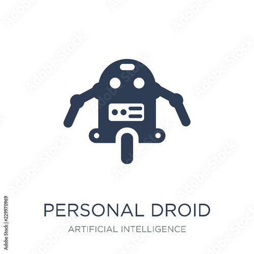 Платно Personal droid icon. Trendy flat vector Personal droid icon on w