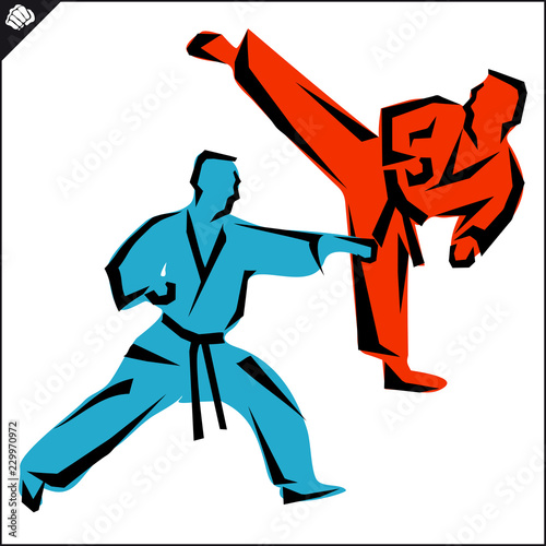 Martial arts. Karate fighter silhouette scene. Vector. Eps.