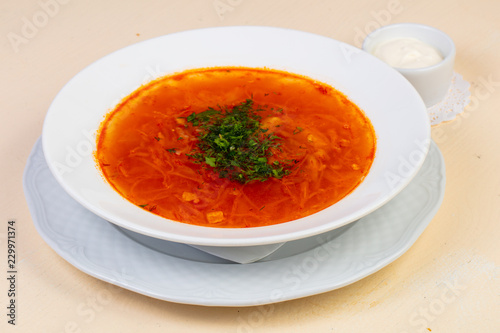 Russian borsch soup