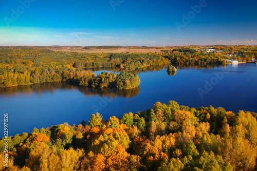 Autumnal scenery at the lake in Poland