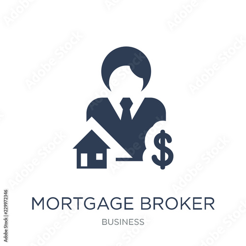 Mortgage broker icon. Trendy flat vector Mortgage broker icon on white background from Business collection