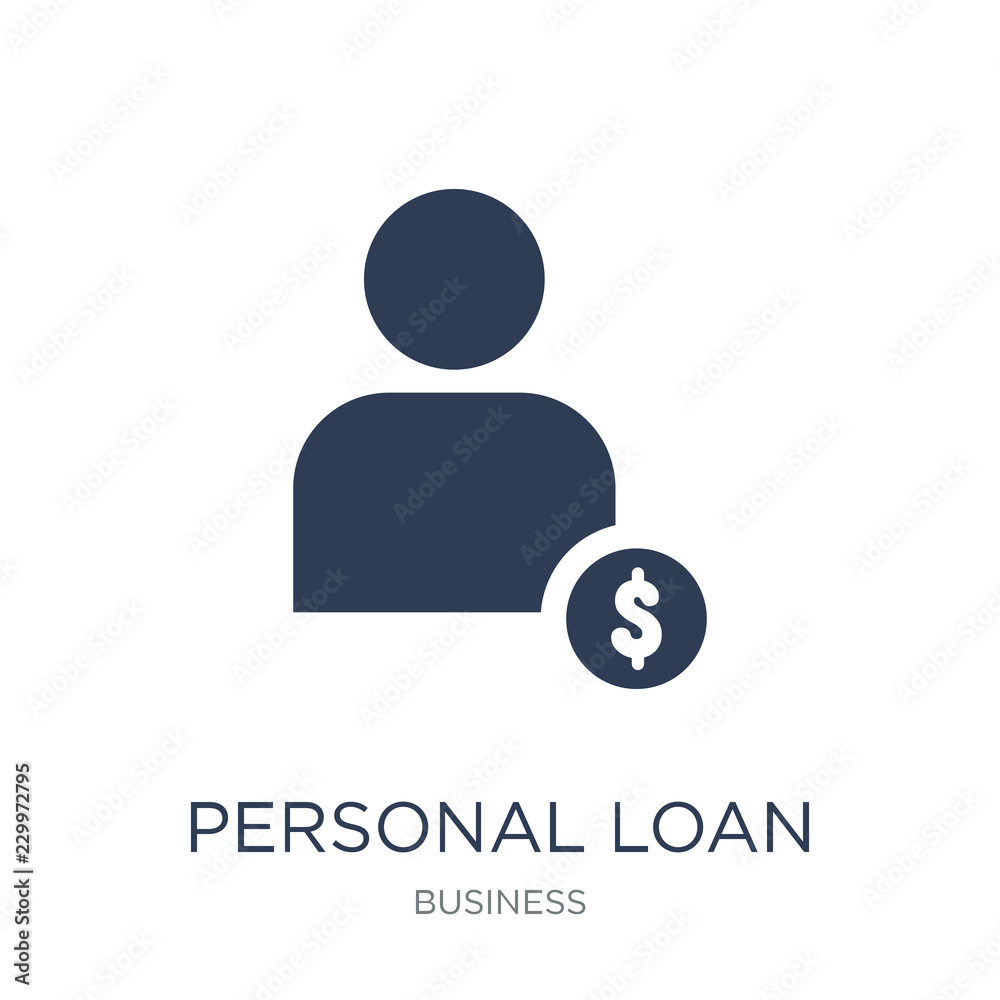 Personal loan icon. Trendy flat vector Personal loan icon on white background from business collection Personal loan icon. Trendy flat vector Personal loan icon on white background from business collection