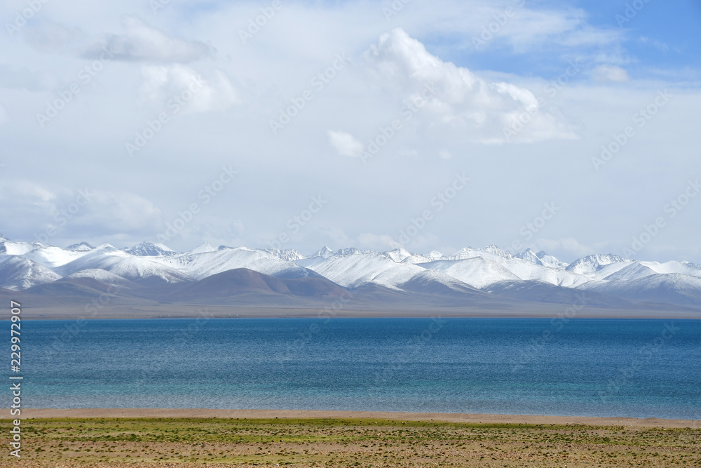 Tibet, lake Nam-Tso (Nam Tso) in summer, 4718 meters above sea level.  Place of power