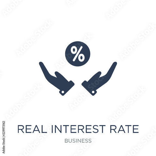 Real interest rate icon. Trendy flat vector Real interest rate icon on white background from business collection