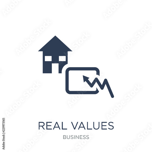 Real values icon. Trendy flat vector Real values icon on white background from business collection