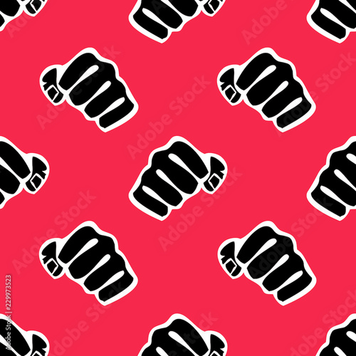 Seamless texture pattern karate fist MMA martial arts presswall poster. Vector, EPS.
