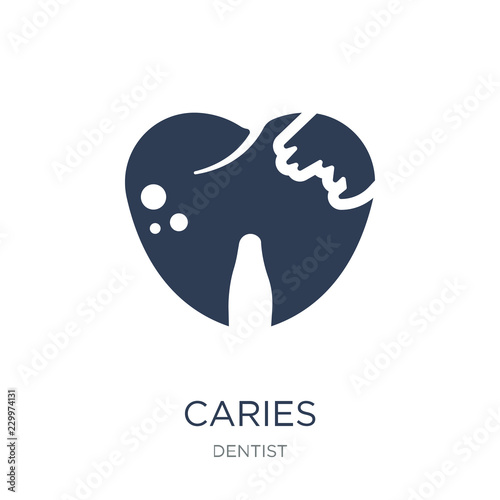 Caries icon. Trendy flat vector Caries icon on white background from Dentist collection