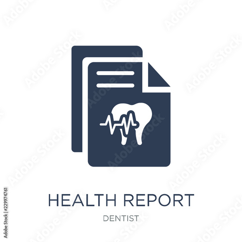 Health report icon. Trendy flat vector Health report icon on white background from Dentist collection