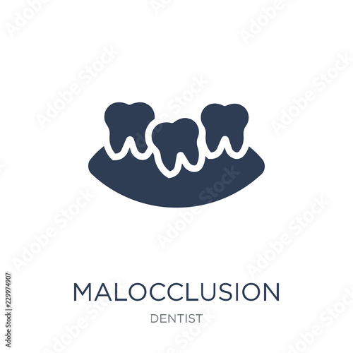 Malocclusion icon. Trendy flat vector Malocclusion icon on white background from Dentist collection