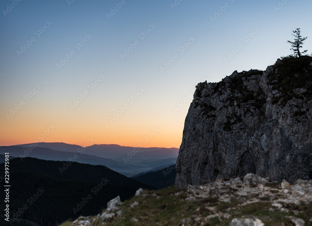 sunset in the mountains