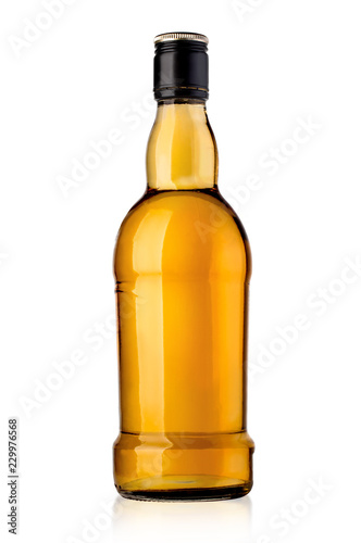 whiskey bottle on white