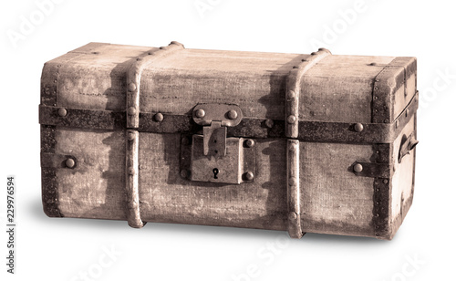 Old Treasure chest isolated on white