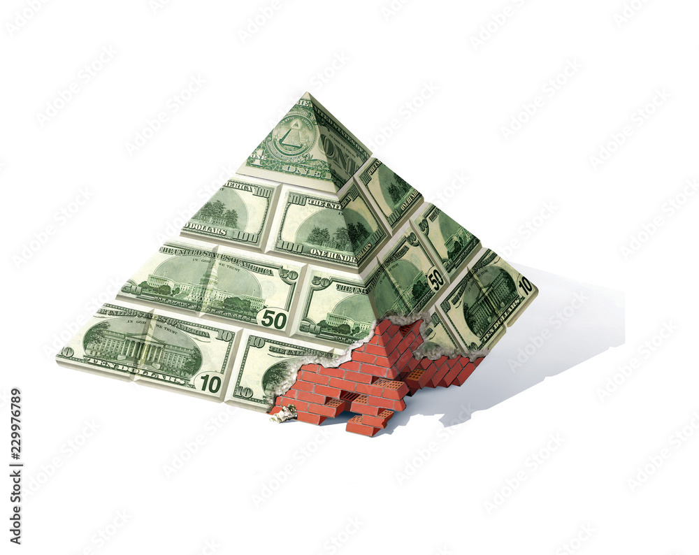 Banking pyramids. A crisis. A pyramid of red brick with a native ...