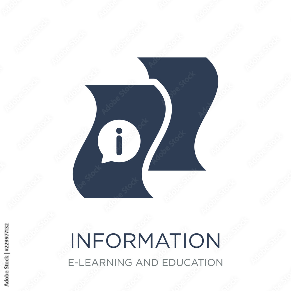 Information icon. Trendy flat vector Information icon on white background from E-learning and education collection Information icon. Trendy flat vector Information icon on white background from E-learning and education collection