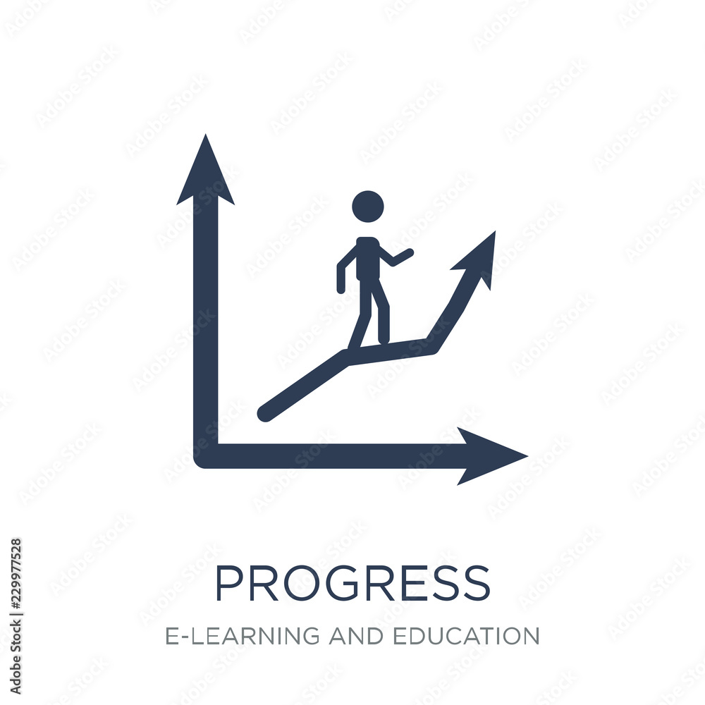 Progress icon. Trendy flat vector Progress icon on white background from E-learning and education collection Progress icon. Trendy flat vector Progress icon on white background from E-learning and education collection