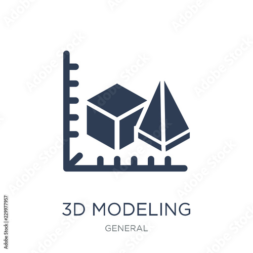 3d modeling icon. Trendy flat vector 3d modeling icon on white background from general collection
