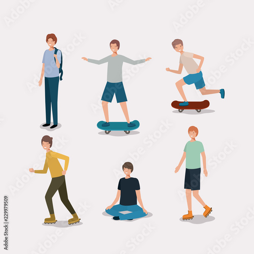 group of men doing activities photo