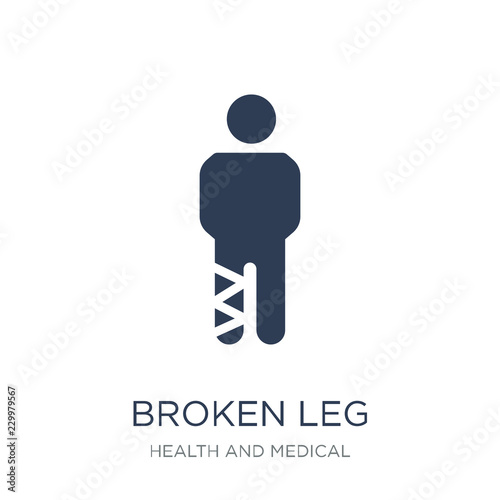 Broken leg icon. Trendy flat vector Broken leg icon on white background from Health and Medical collection