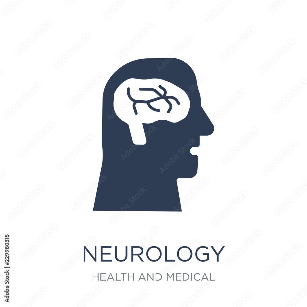 Neurology icon. Trendy flat vector Neurology icon on white background from Health and Medical collection Neurology icon. Trendy flat vector Neurology icon on white background from Health and Medical collection