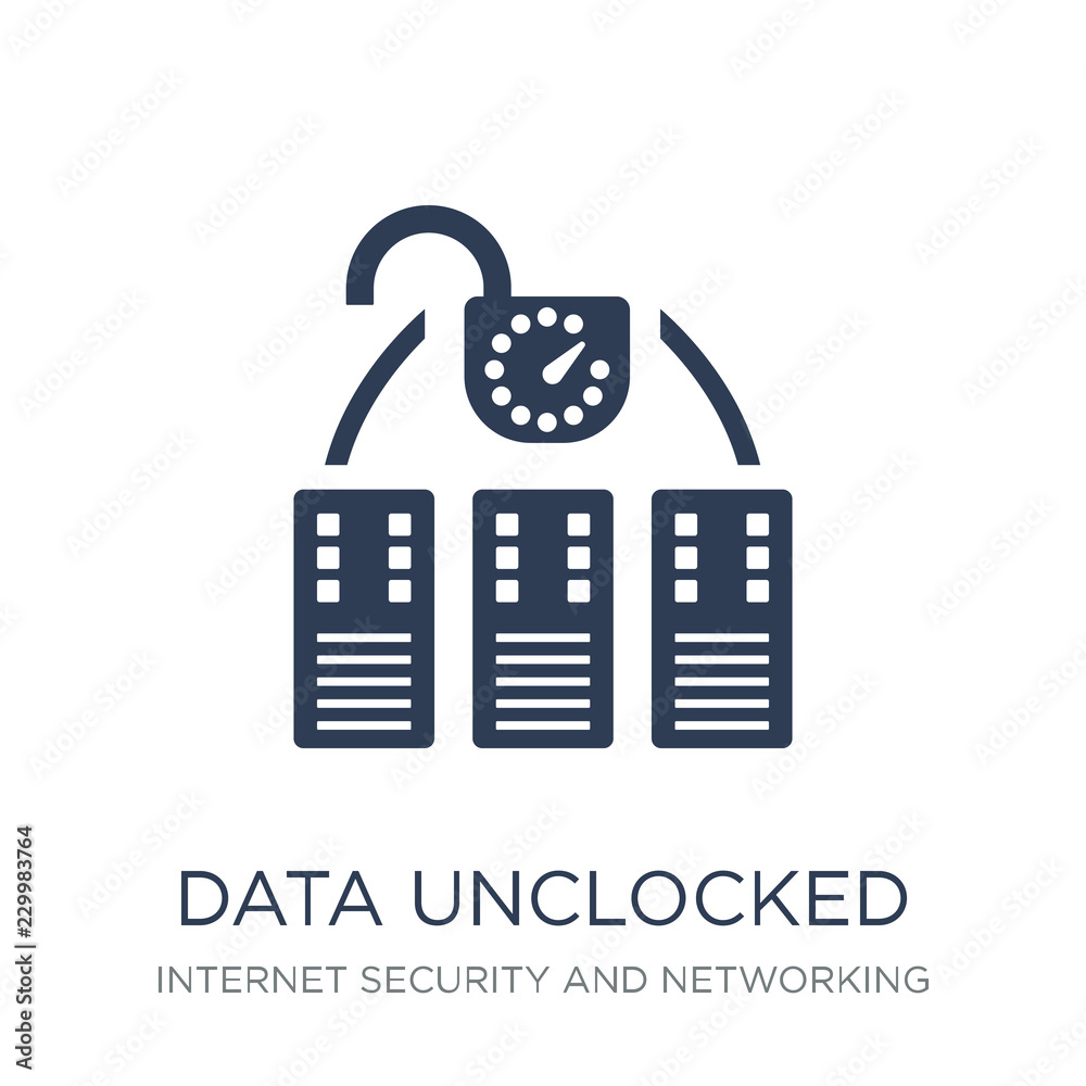 data unclocked icon. Trendy flat vector data unclocked icon on white background from Internet Security and Networking collection