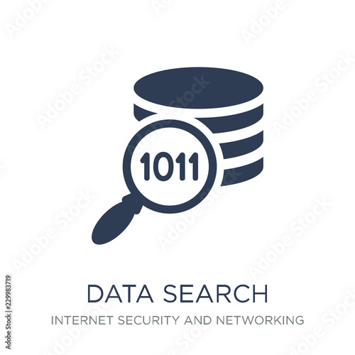 data search icon. Trendy flat vector data search icon on white background from Internet Security and Networking collection