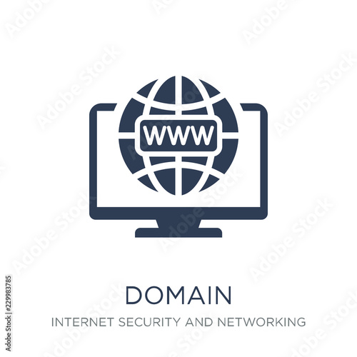 domain icon. Trendy flat vector domain icon on white background from Internet Security and Networking collection