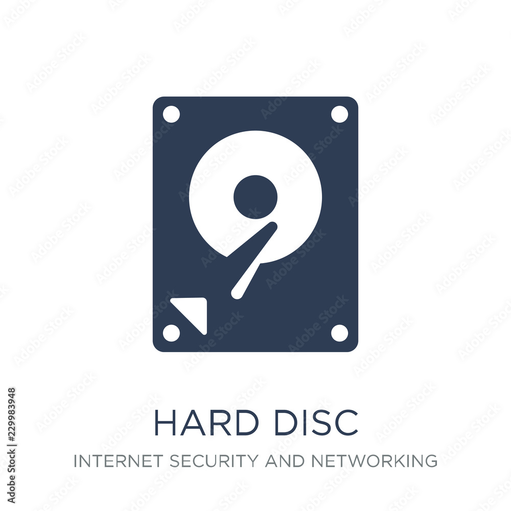 Hard disc icon. Trendy flat vector Hard disc icon on white background from Internet Security and Networking collection Hard disc icon. Trendy flat vector Hard disc icon on white background from Internet Security and Networking collection