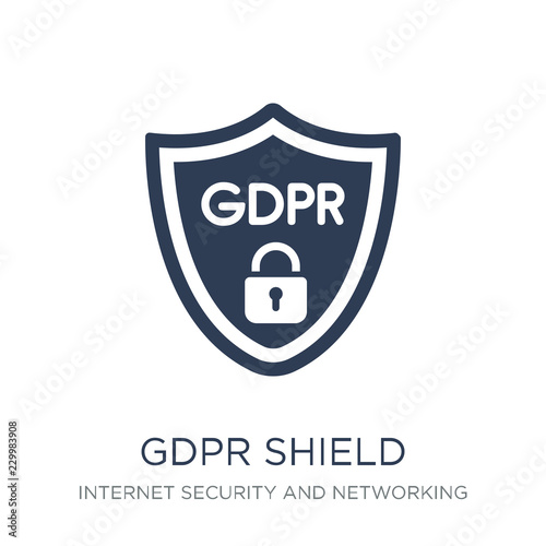 gdpr Shield icon. Trendy flat vector gdpr Shield icon on white background from Internet Security and Networking collection