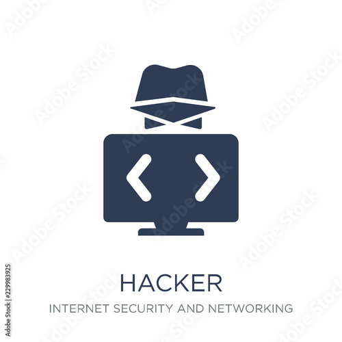 Hacker icon. Trendy flat vector Hacker icon on white background from Internet Security and Networking collection