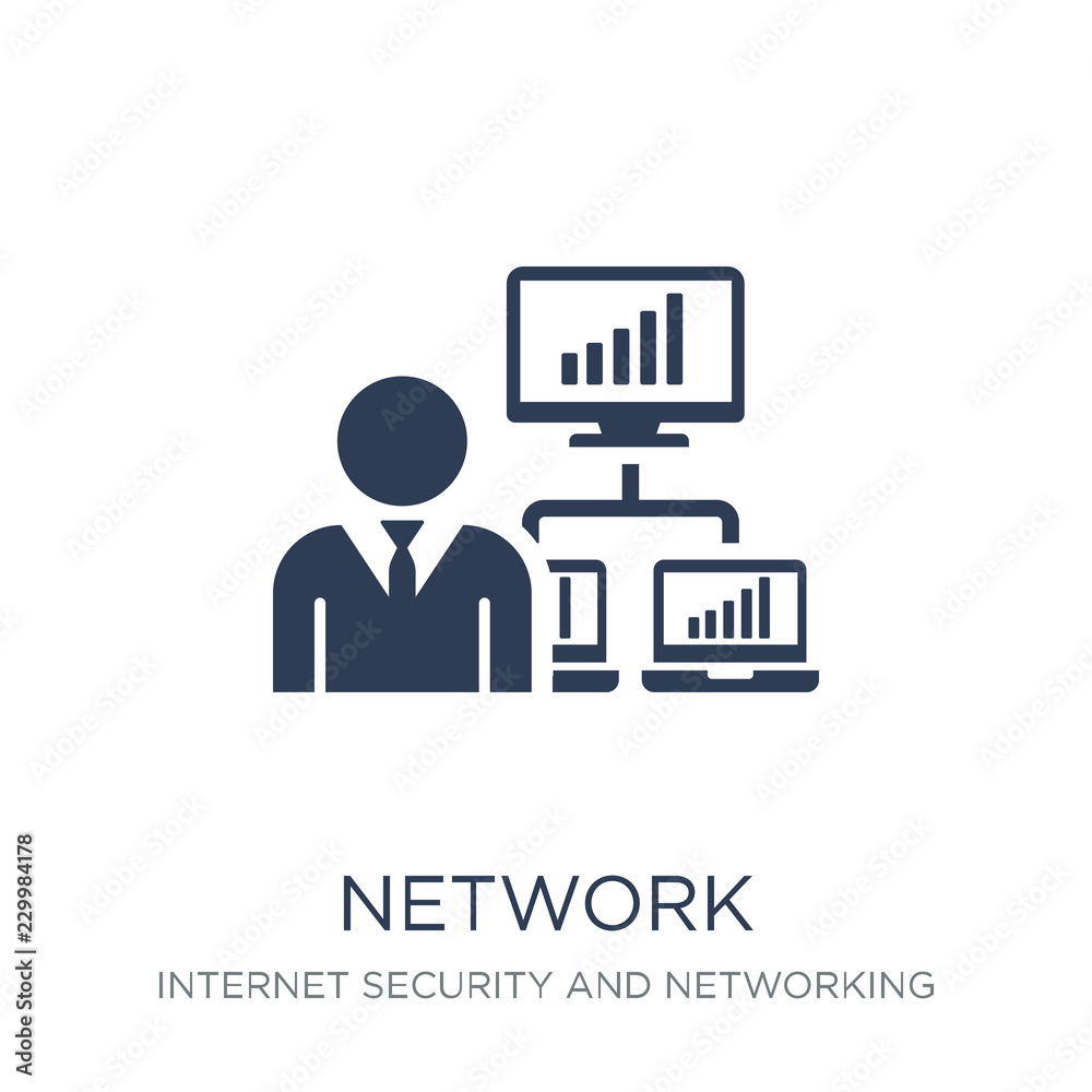 network adminstrator icon. Trendy flat vector network adminstrator icon on white background from Internet Security and Networking collection network adminstrator icon. Trendy flat vector network adminstrator icon on white background from Internet Security and Networking collection