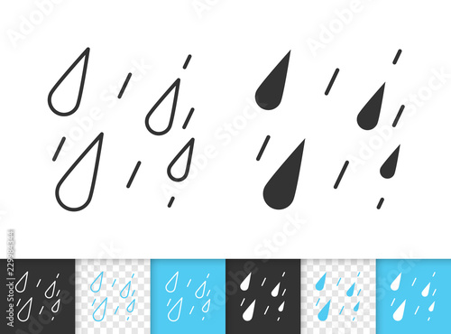 Rain simple black line vector icon