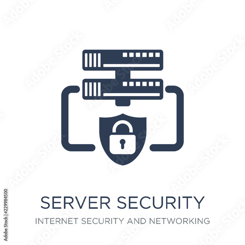Server security icon. Trendy flat vector Server security icon on white background from Internet Security and Networking collection