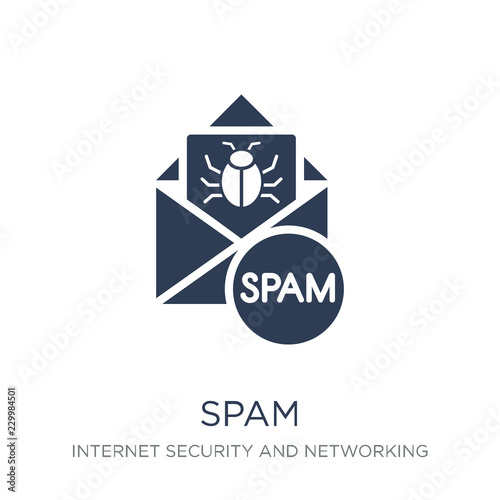 Spam icon. Trendy flat vector Spam icon on white background from Internet Security and Networking collection