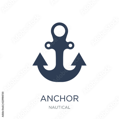 Anchor icon. Trendy flat vector Anchor icon on white background from Nautical collection