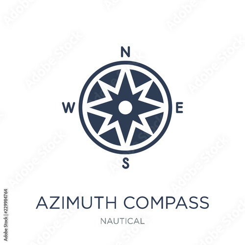 Azimuth compass icon. Trendy flat vector Azimuth compass icon on white background from Nautical collection