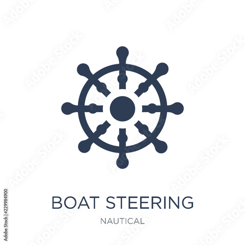 Boat Steering Wheel icon. Trendy flat vector Boat Steering Wheel icon on white background from Nautical collection