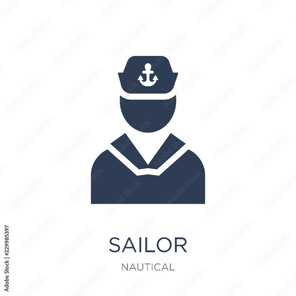 Sailor icon. Trendy flat vector Sailor icon on white background from Nautical collection