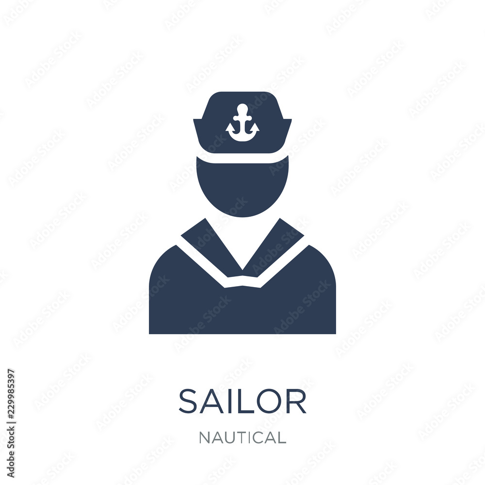 Sailor icon. Trendy flat vector Sailor icon on white background from Nautical collection Sailor icon. Trendy flat vector Sailor icon on white background from Nautical collection