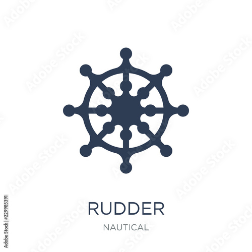 Rudder icon. Trendy flat vector Rudder icon on white background from Nautical collection