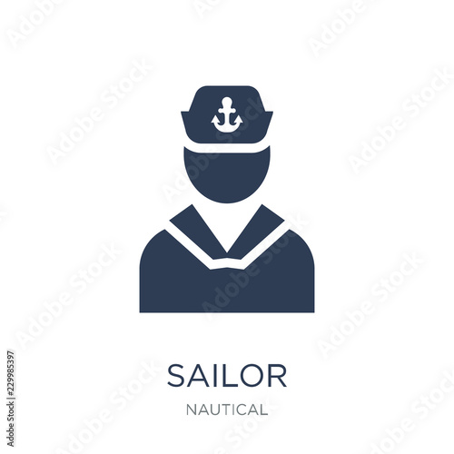 Sailor icon. Trendy flat vector Sailor icon on white background from Nautical collection