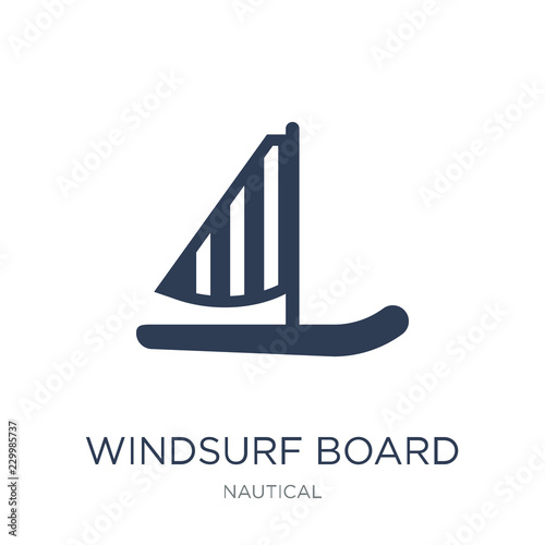 Windsurf Board icon. Trendy flat vector Windsurf Board icon on white background from Nautical collection