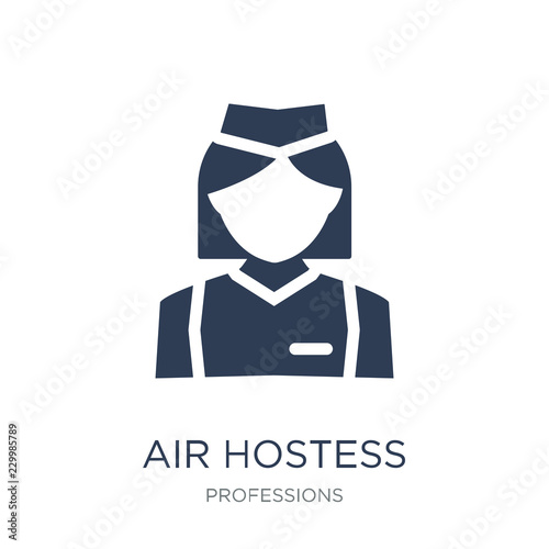 Air hostess icon. Trendy flat vector Air hostess icon on white background from Professions collection