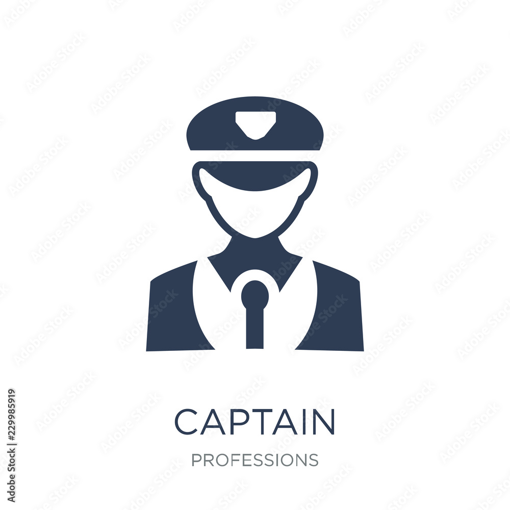 captain icon. Trendy flat vector captain icon on white background from Professions collection captain icon. Trendy flat vector captain icon on white background from Professions collection