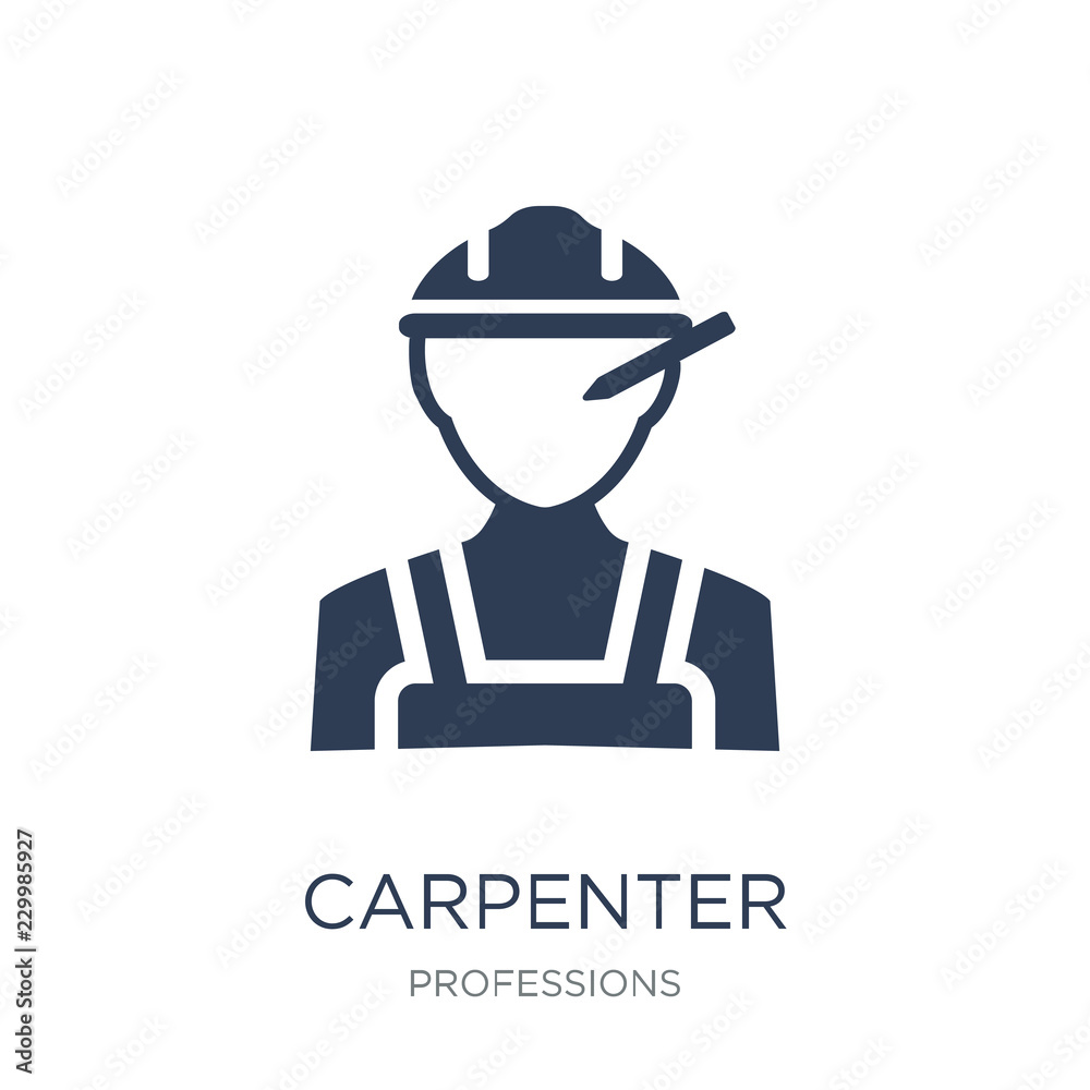 carpenter icon. Trendy flat vector carpenter icon on white background from Professions collection carpenter icon. Trendy flat vector carpenter icon on white background from Professions collection