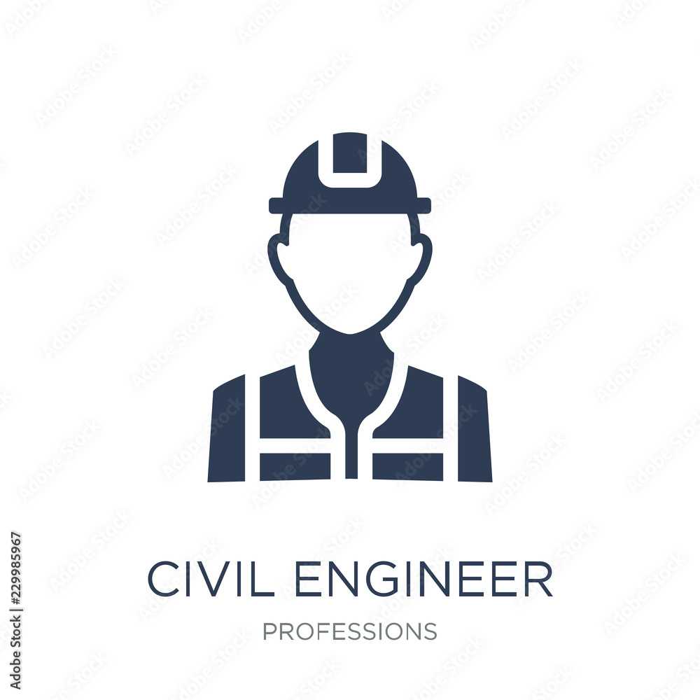 Civil Engineer icon. Trendy flat vector Civil Engineer icon on white background from Professions collection