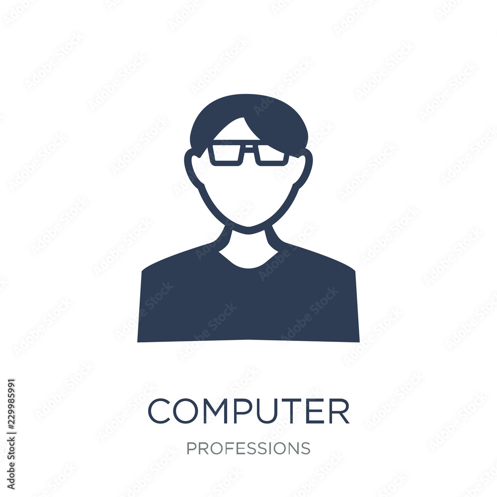 Computer Systems Analyst icon. Trendy flat vector Computer Systems Analyst icon on white background from Professions collection Computer Systems Analyst icon. Trendy flat vector Computer Systems Analyst icon on white background from Professions collection