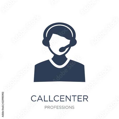 Callcenter icon. Trendy flat vector Callcenter icon on white background from Professions collection